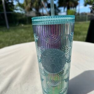 Starbucks Aqua and Iridescent Textured Tumbler